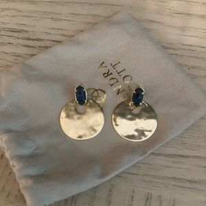 Kendra Scott Deena Earrings - gold with navy Stones (Gently Used)